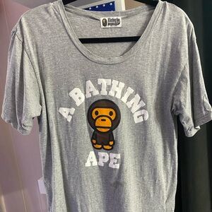 Gray Short Sleeve Tee with Graphic Design